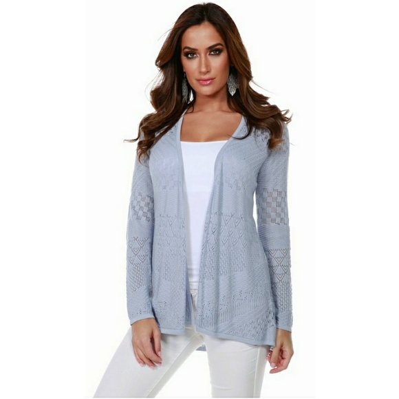 Belldini Sweaters - Belldini Mixed Knit Open Gray Cardigan Medium